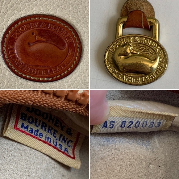 Vintage Dooney & Bourke Tan Leather Crossbody Bag Leather Two Tone Brown Taupe - Picture 12 of 14